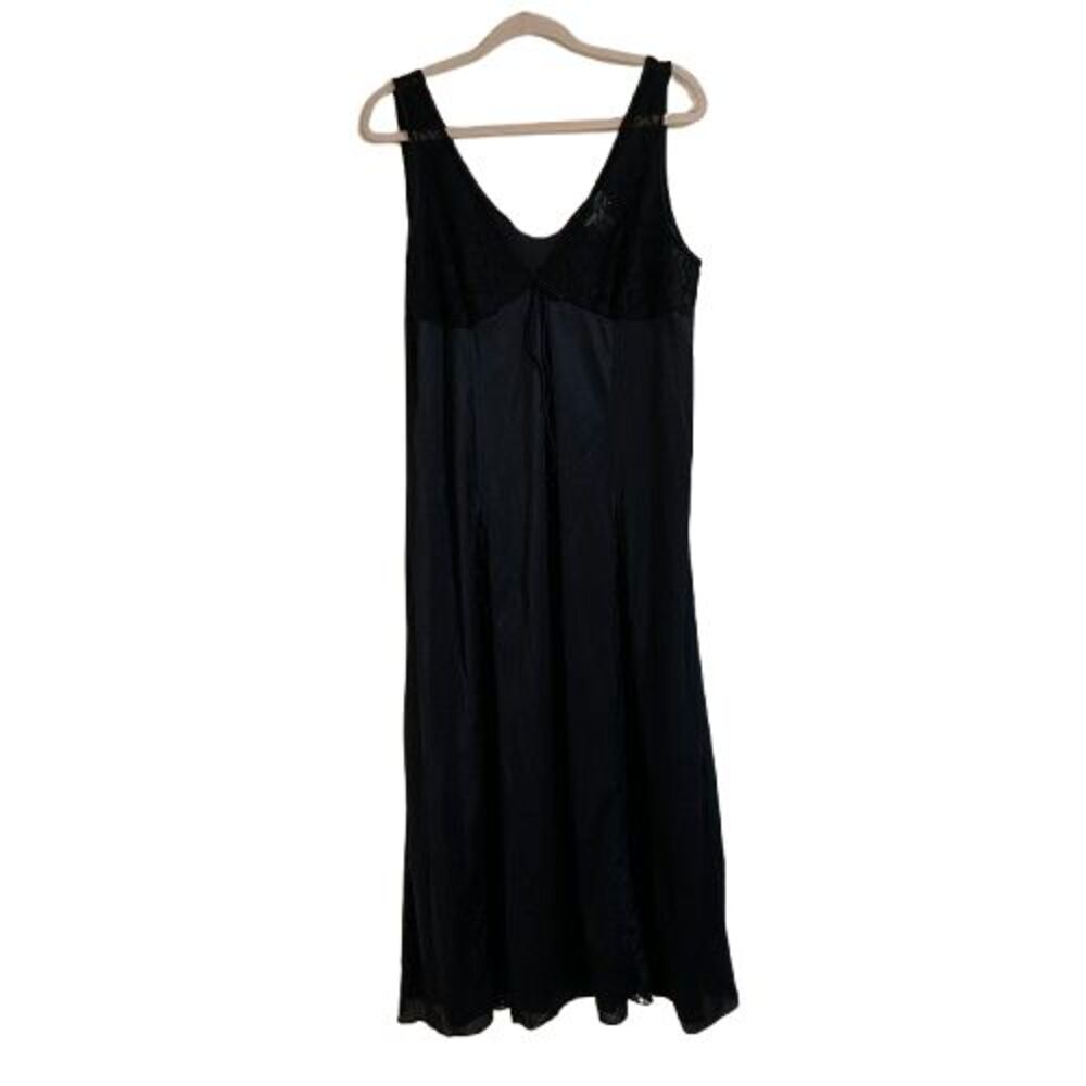 VTG Improved Living Nightgown XL Black Made USA Nylon Lace Whimsygoth